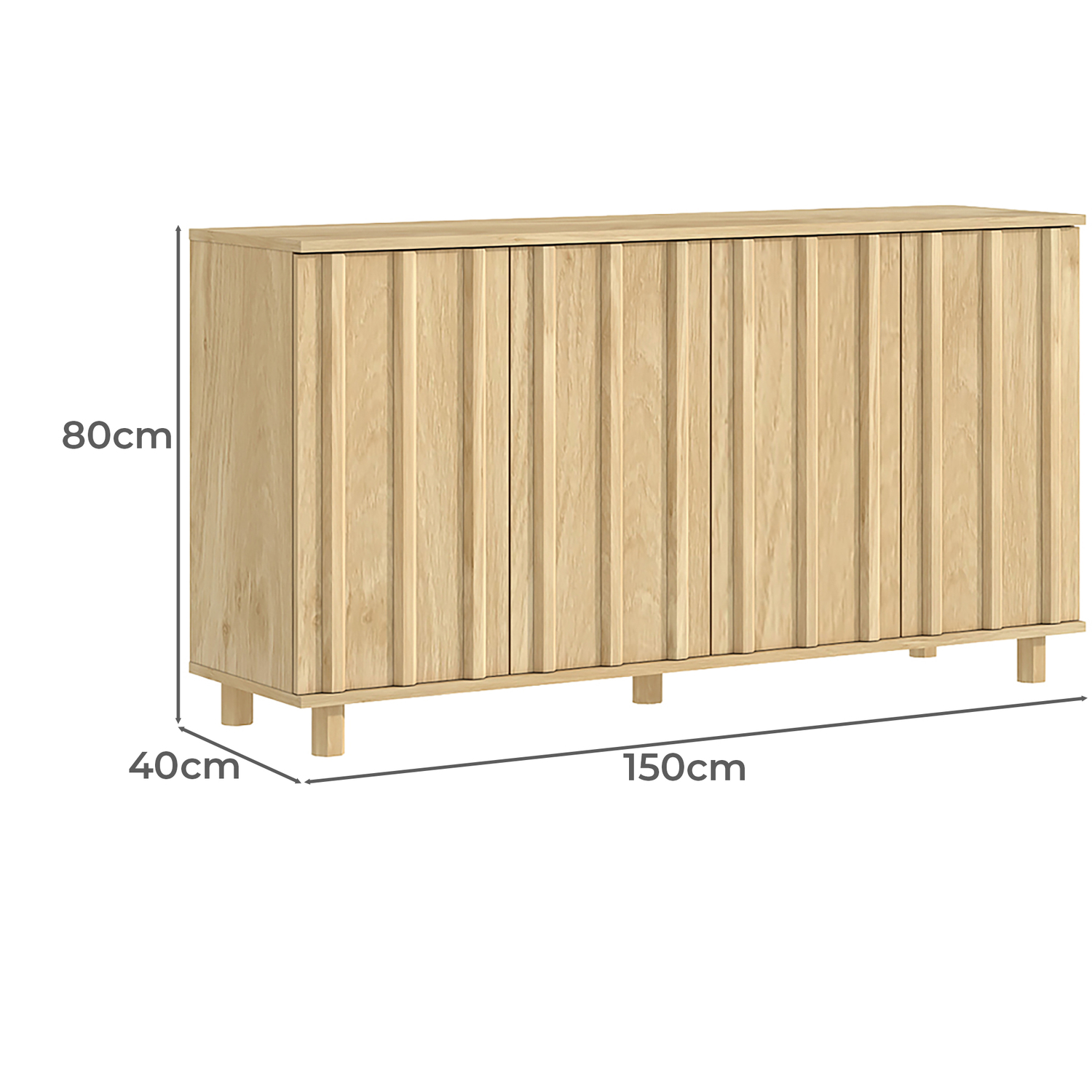 Elian Fluted 4 Door Sideboard