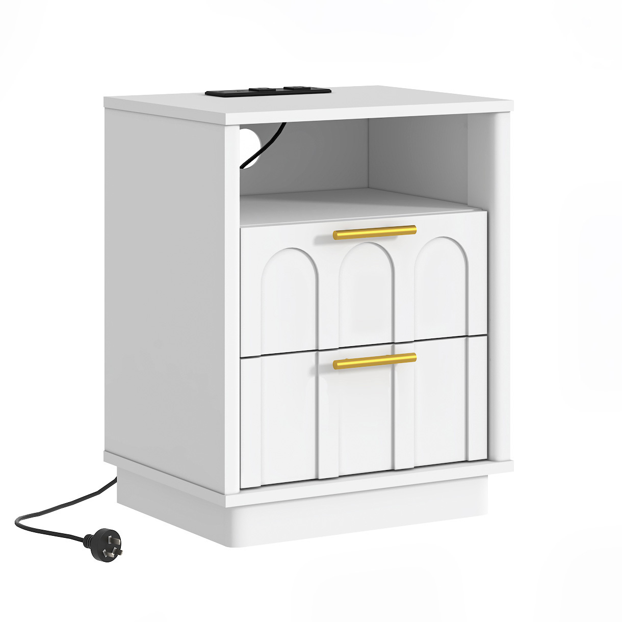 Crescentia Bedside Table with Charging Station