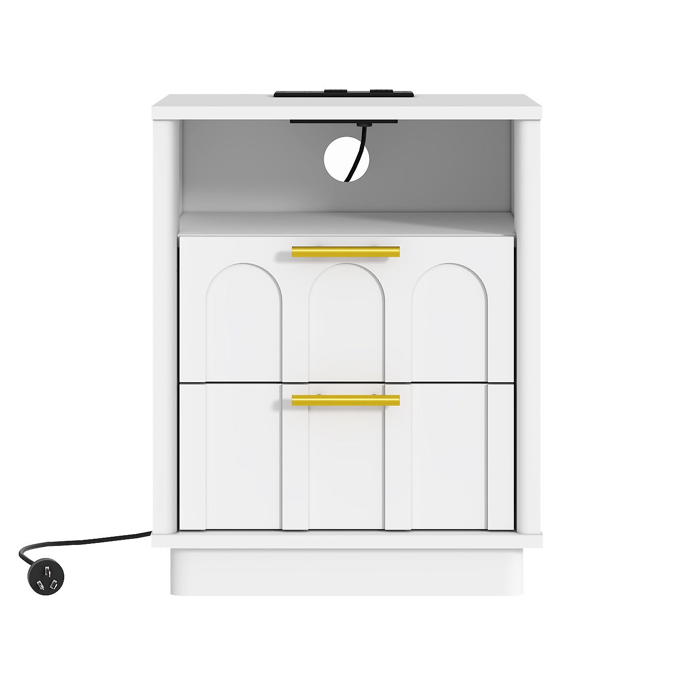 Crescentia Bedside Table with Charging Station