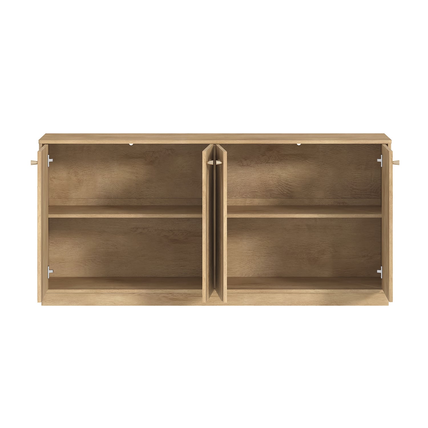 Modern Natural Oak Buffet Sideboard Cabinet with Arched Doors &ndash; 4 Door Storage Buffet for Living Room