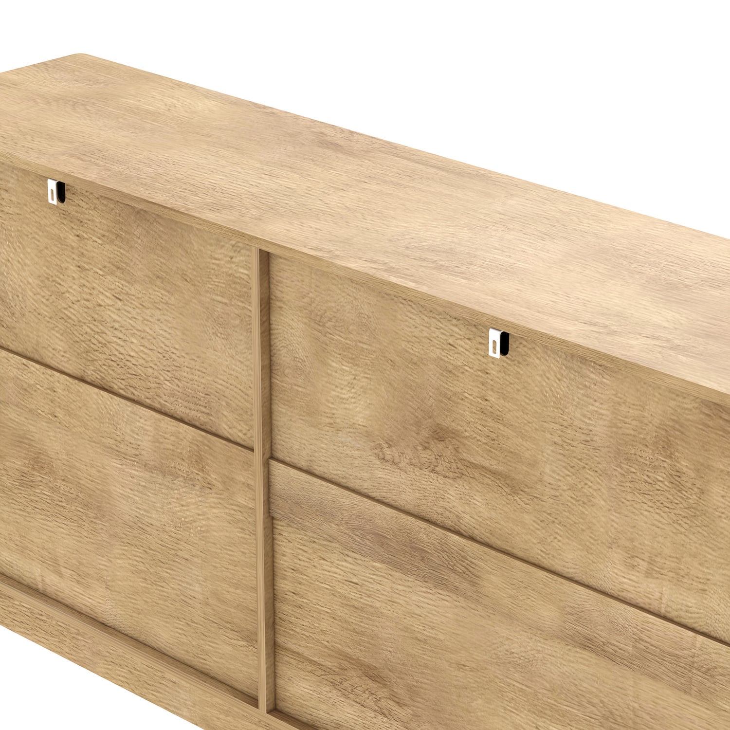 Modern Natural Oak Buffet Sideboard Cabinet with Arched Doors &ndash; 4 Door Storage Buffet for Living Room