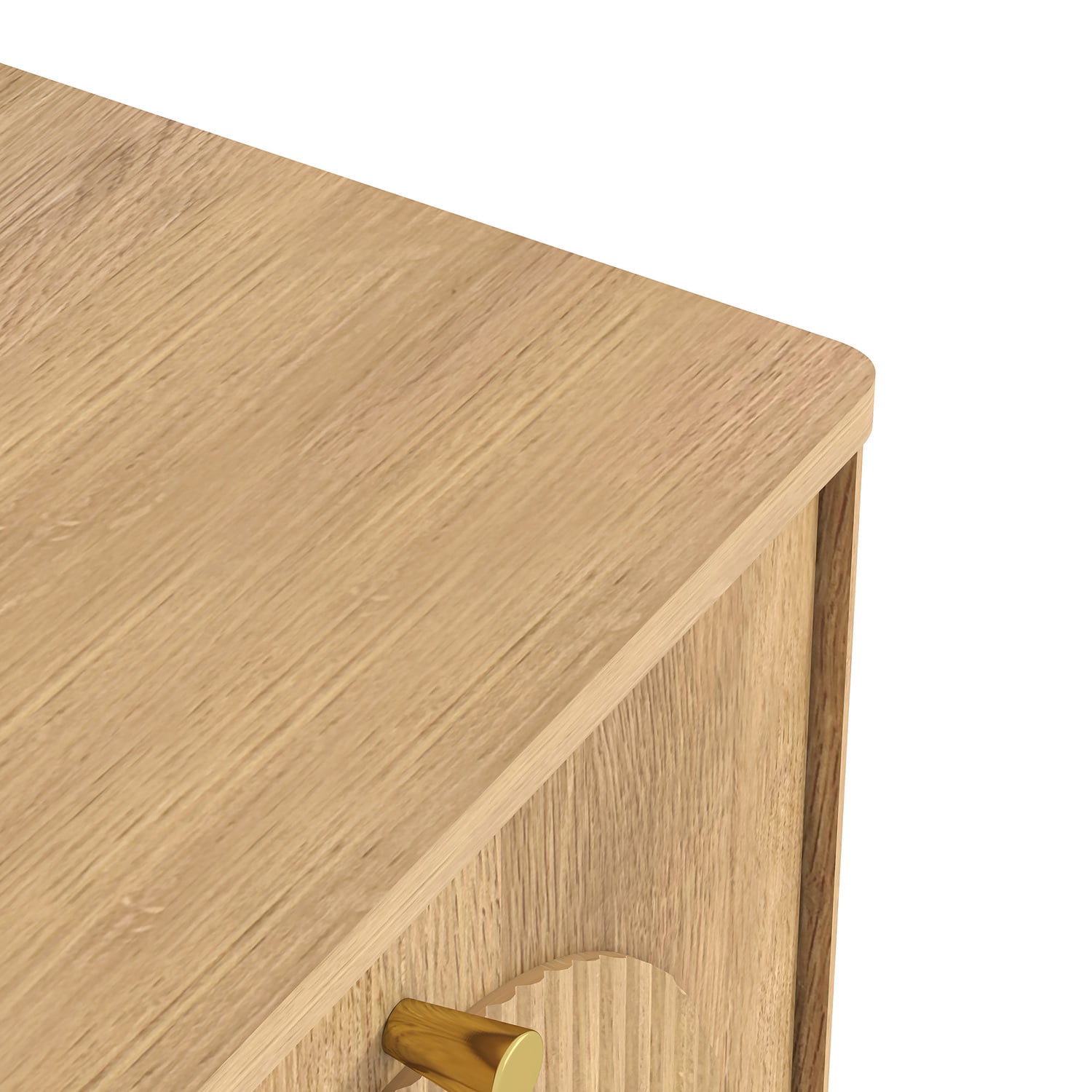 Modern Natural Oak Buffet Sideboard Cabinet with Arched Doors &ndash; 4 Door Storage Buffet for Living Room
