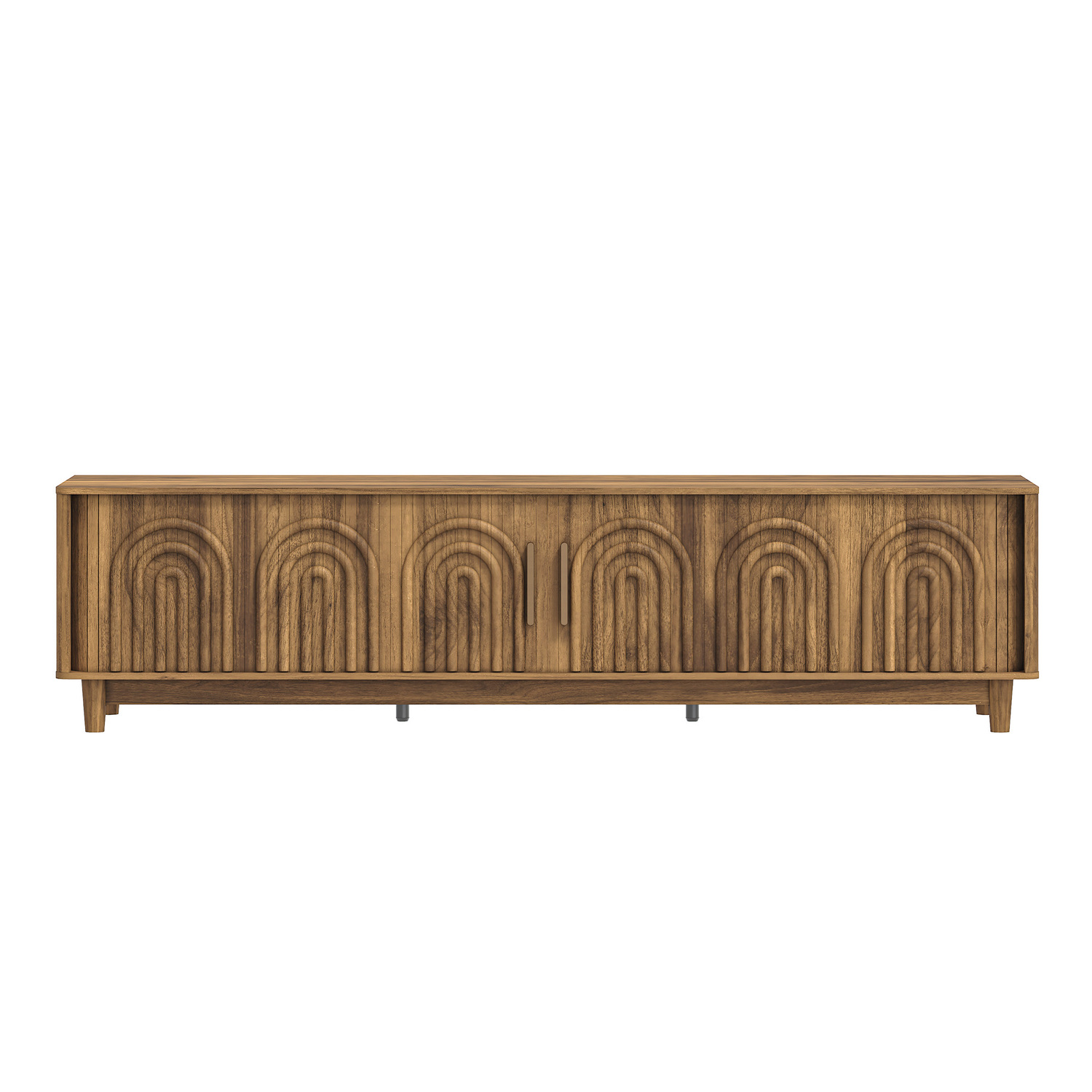Arch Ribbed TV Unit with Sliding Doors  160CM Entertainment Cabinet