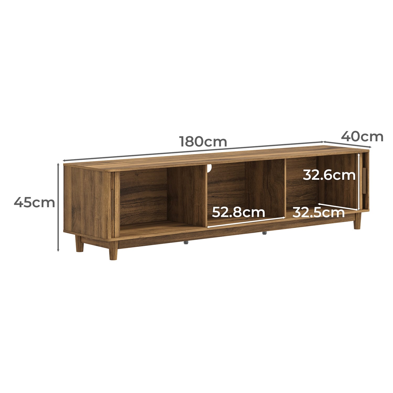Arch Ribbed TV Unit with Sliding Doors  160CM Entertainment Cabinet