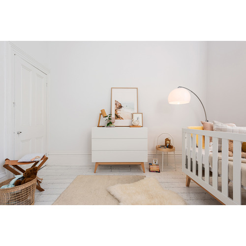 Babyrest 2 Piece White Tommi Cot & Chest of Drawers Set Temple & ster