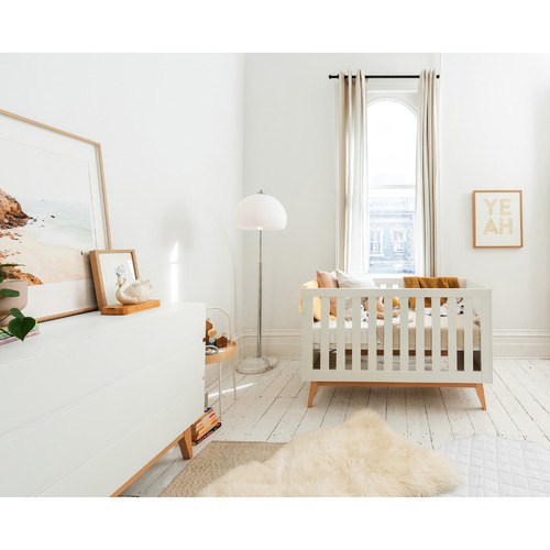 Babyrest 2 Piece White Tommi Cot & Chest of Drawers Set Temple & ster