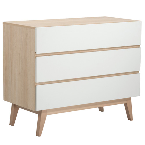 Babyrest 2 Piece White & Naural Tommi Cot & Chest of Drawers Set