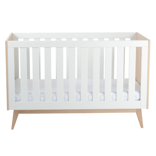 Babyrest 2 Piece White & Naural Tommi Cot & Chest of Drawers Set