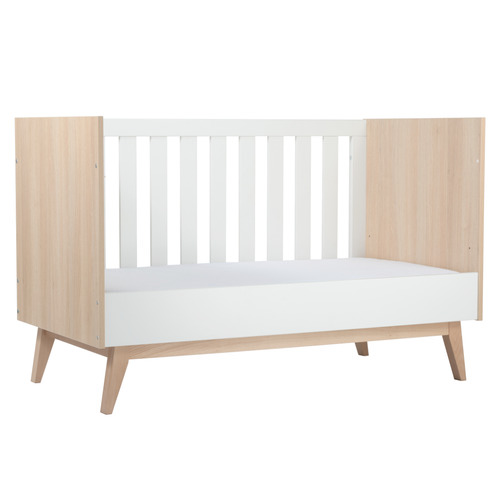Babyrest 2 Piece White & Naural Tommi Cot & Chest of Drawers Set