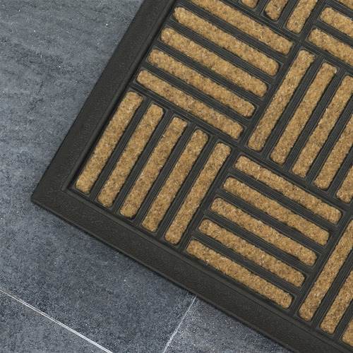 Checks Faux Coir Doormat