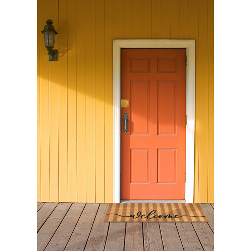 Welcome Stripe Coir Doormat