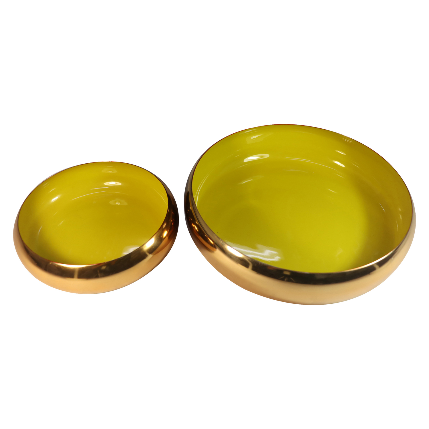 2 Piece Mustard Brass Serving Bowl Set