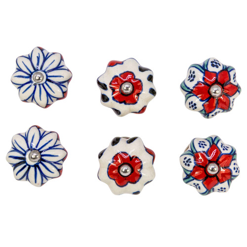 6 Piece Multi-Colour Flower Knob Set | Temple & Webster