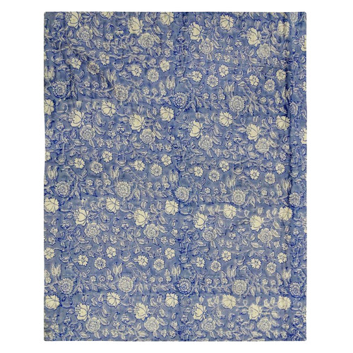 Denim Flowers Kantha Cotton Throw Temple & ster