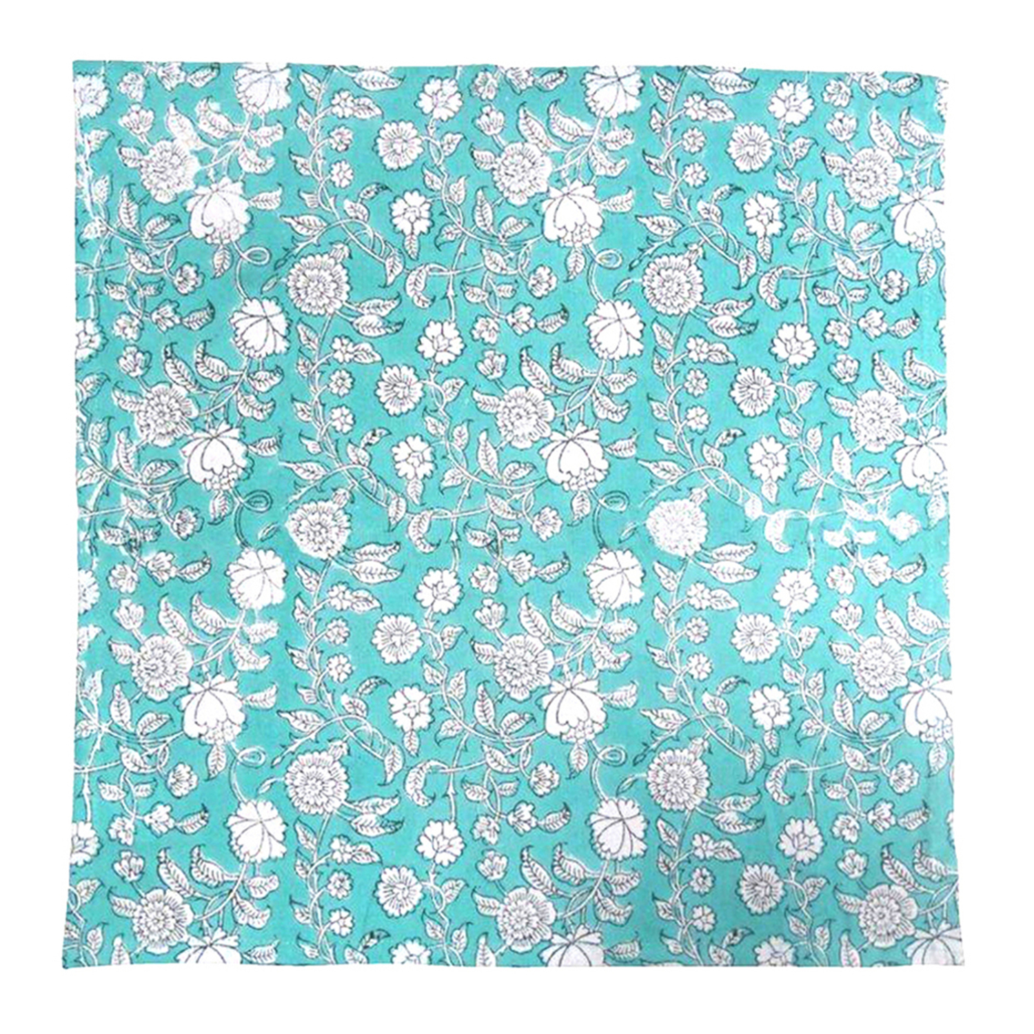 Turquoise Flowers Cotton Table Napkins