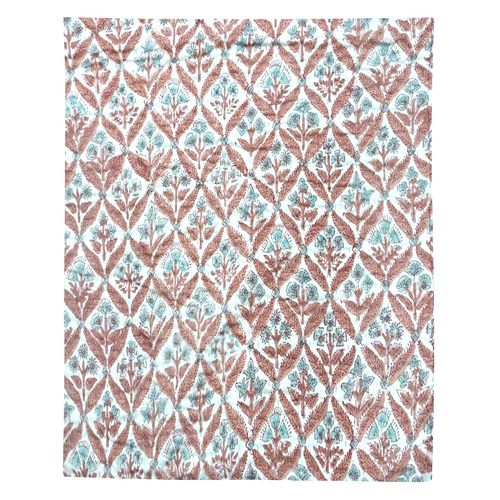 Pink & Turquoise Flowers Kantha Cotton Throw