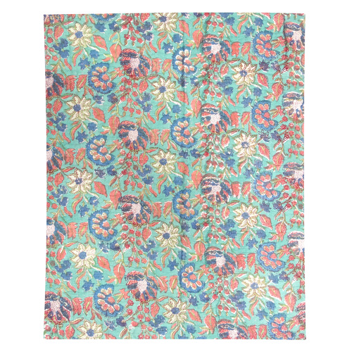 Multi-Coloured Flowers Kantha Cotton Throw | Temple & Webster