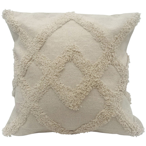 Cream Geometric Cotton Cushion