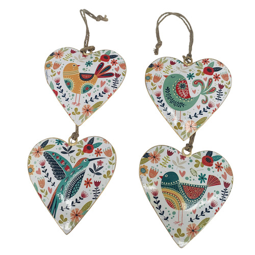 4 Piece Heart Steel Hanging Ornament Set | Temple & Webster