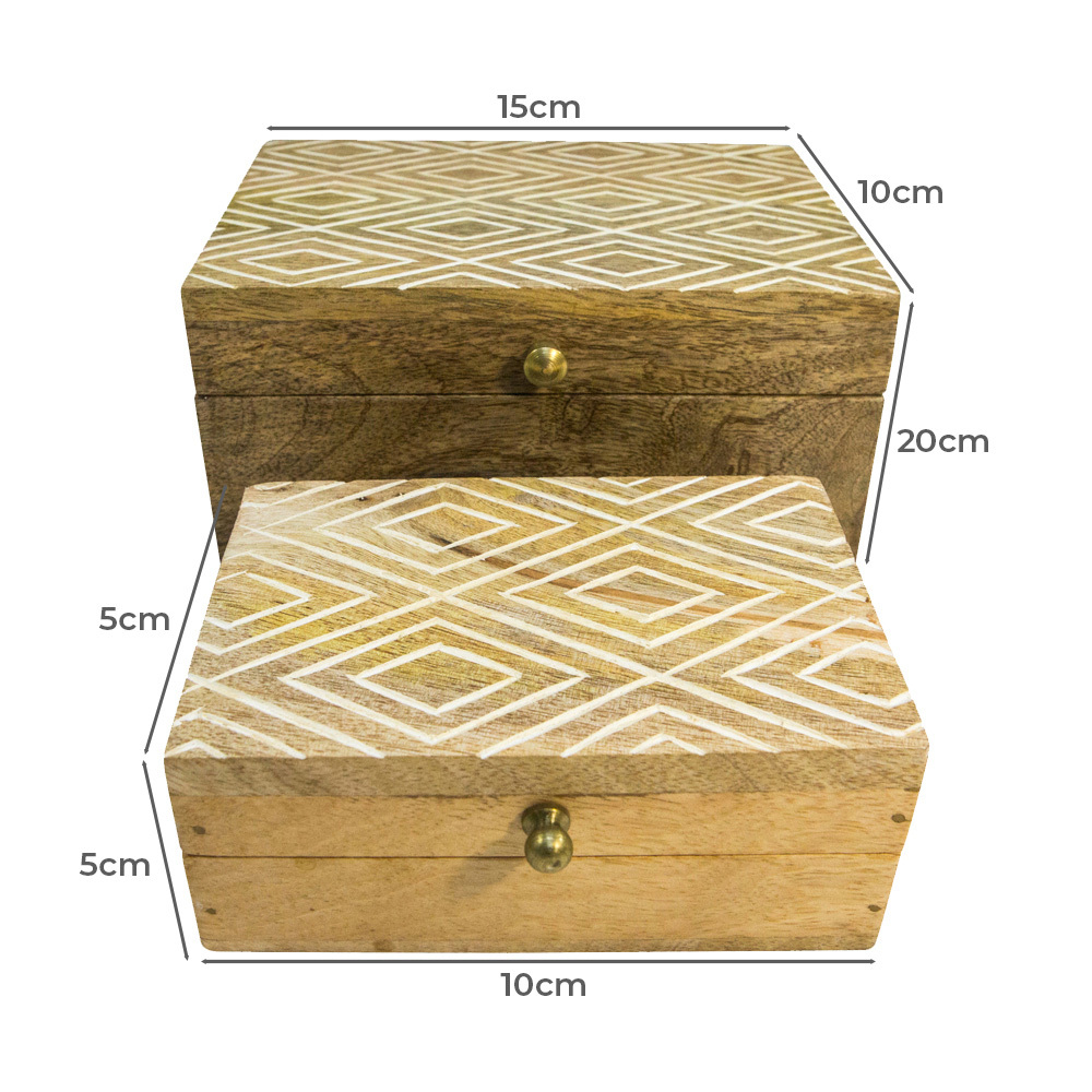 2 Piece Diamond Design Storage Box Set