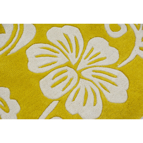 ArtisanDecor Yellow Halb Round WoolBlend Rug Temple & ster