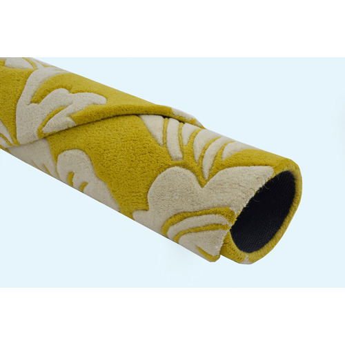 ArtisanDecor Yellow Halb Round WoolBlend Rug Temple & ster