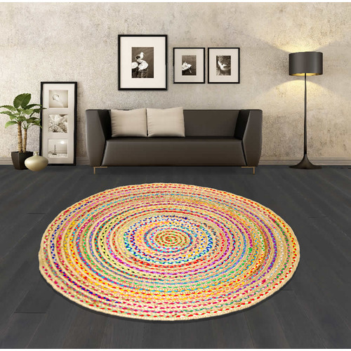 Plaited Hand Made Round Jute Rug