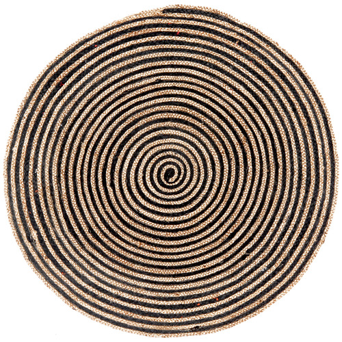 Natural & Black Salvador Hand Made Jute Round Rug