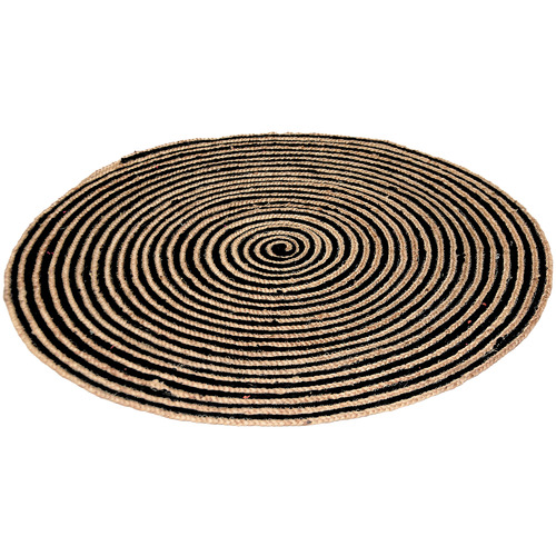 Natural & Black Salvador Hand Made Jute Round Rug