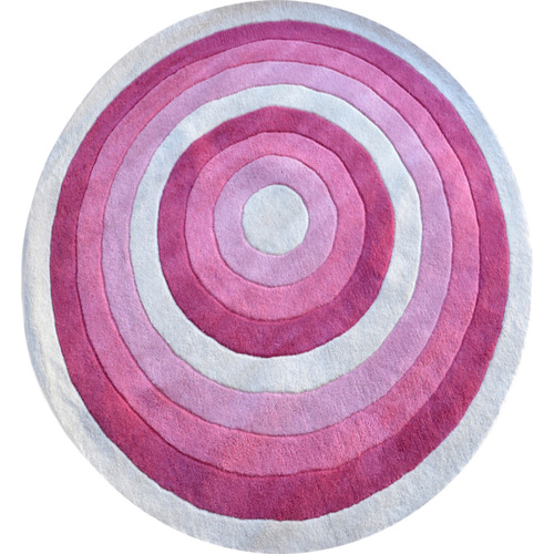 Pink Swirl Round WoolBlend Rug Temple & Webster