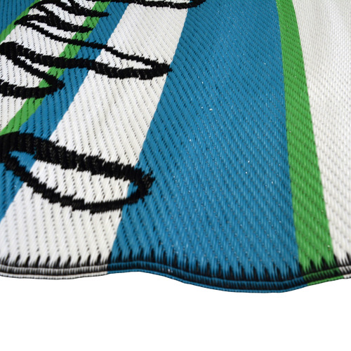Aqua & White Chatai Classic Reversible Rug
