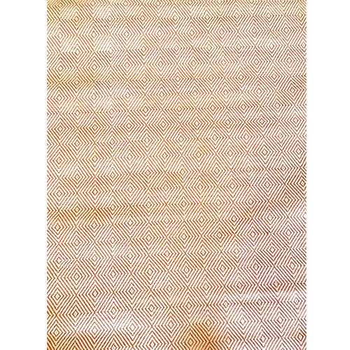 Orange & White Diamante Hand Made Cotton Dhurie Rug