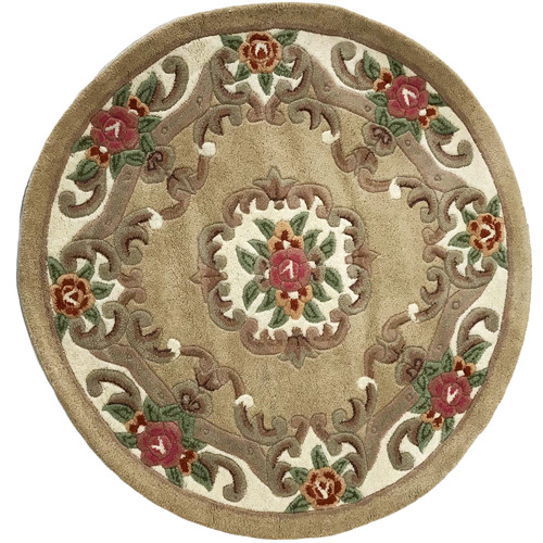 Beige Avolon Hand Woven Wool Round Rug