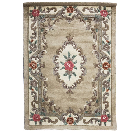 Beige Avolon Hand Woven Wool Round Rug