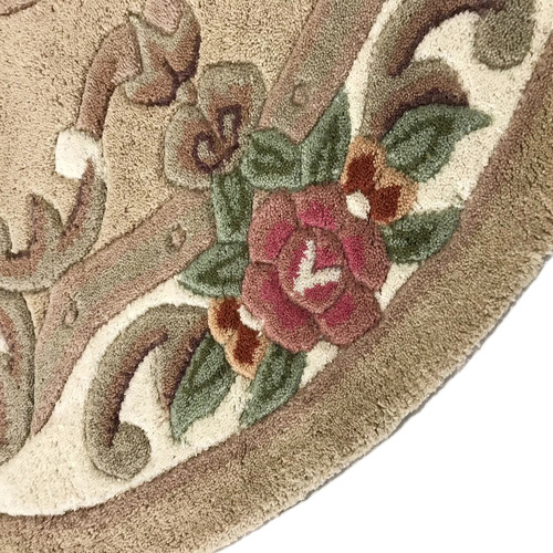 Beige Avolon Hand Woven Wool Round Rug