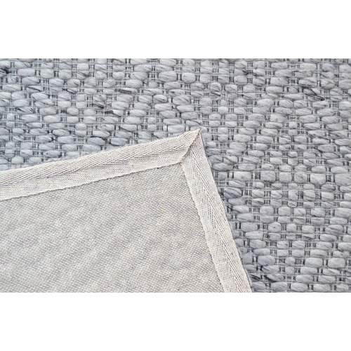 Ash Grey Barfi Hand-Woven Cotton-Blend Rug