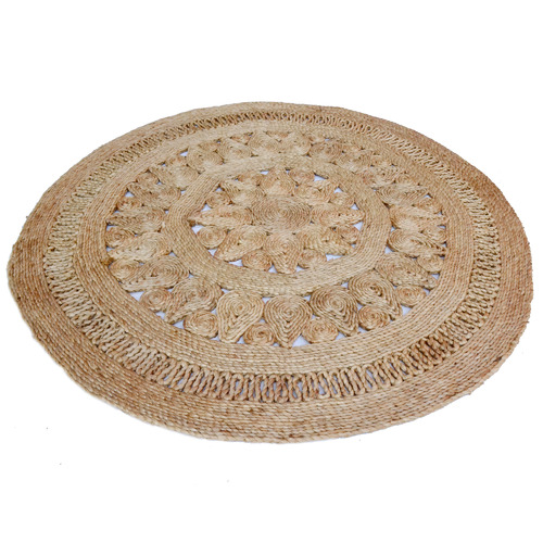 Boulevarde Rugs Natural Kerla Alby Hand-Woven Jute Reversible Round Rug ...