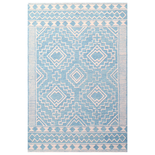 Aqua & White Stephano Hand-Tufted Wool Rug