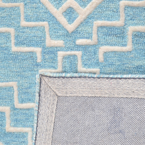 Aqua & White Stephano Hand-Tufted Wool Rug