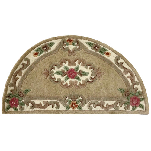 Beige Avolon Hand-Carved Wool Curved Rug