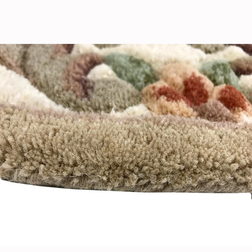 Beige Avolon Hand-Carved Wool Curved Rug