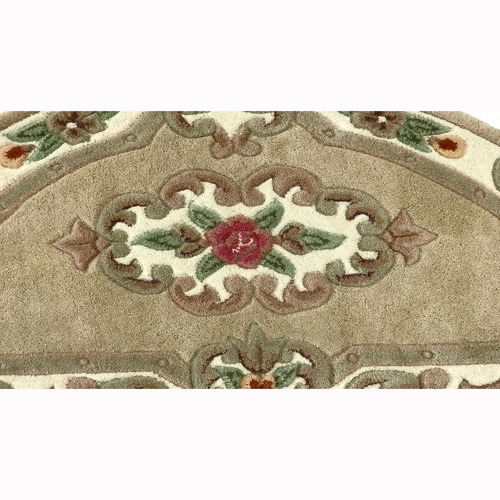 Beige Avolon Hand-Carved Wool Curved Rug