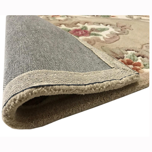 Beige Avolon Hand-Carved Wool Curved Rug