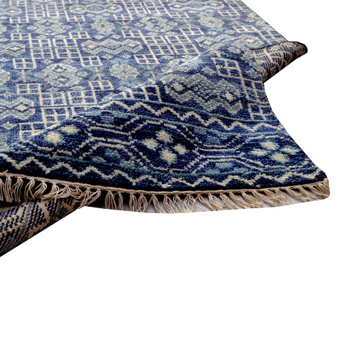 Blue Jaipur Qumi Hand-Knotted Wool Rug