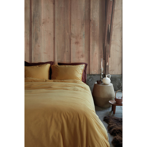 Natural Stone Fraying Yellow Cotton Quilt Cover Set