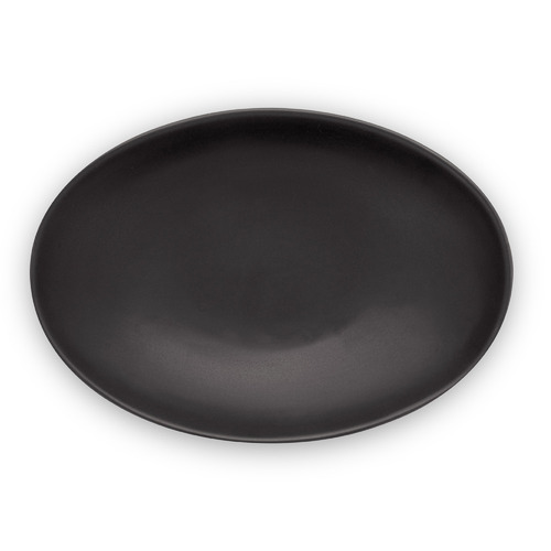 Matte Black Oval Serving Plate 23cm
