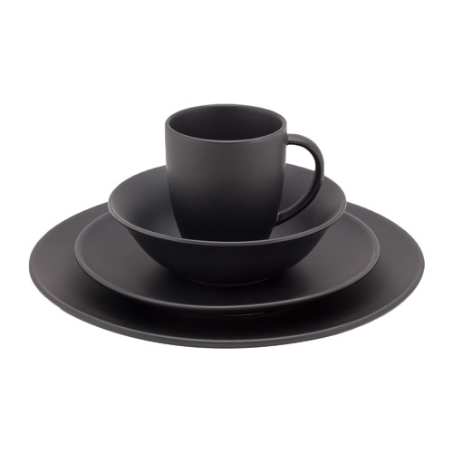 Raw Matte Black Set of 16 Dinnerware