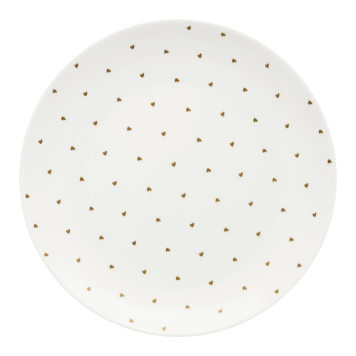 White Golden Hearts Dessert Plate 20cm