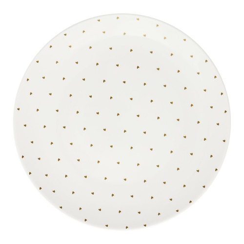 White Golden Hearts Dinner Plate 25.5cm