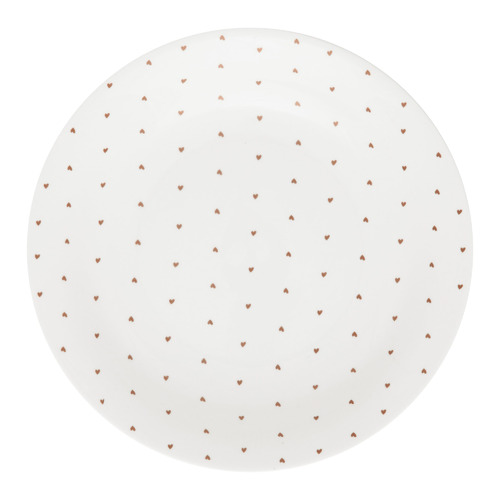 White Golden Hearts Pasta Plate 25.5cm